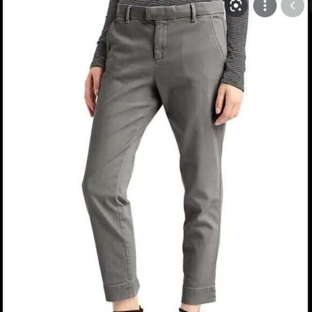 Gap Women's Size 2 Slim Crop Chino Pant Pilot Grey Stretch Cotton Mid-Rise Twill